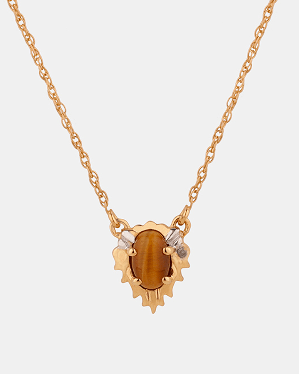Chumbak Leo Zodiac Necklace - Tiger Eye, Diamond