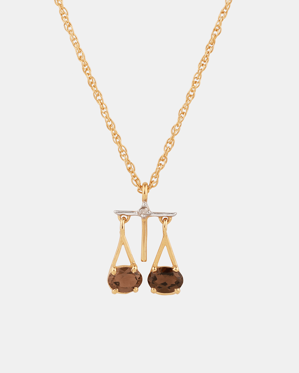 Chumbak Libra Zodiac Necklace- Smoky Quartz, Diamond