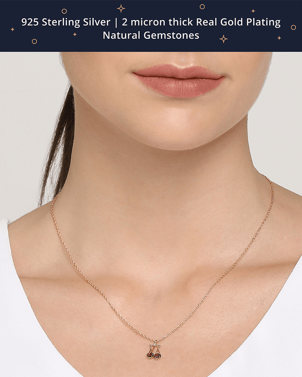 Chumbak Libra Zodiac Necklace- Smoky Quartz, Diamond