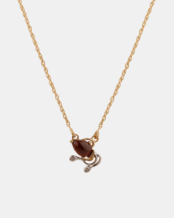 Chumbak Aquarius Zodiac Necklace - Red Garnet, Diamond