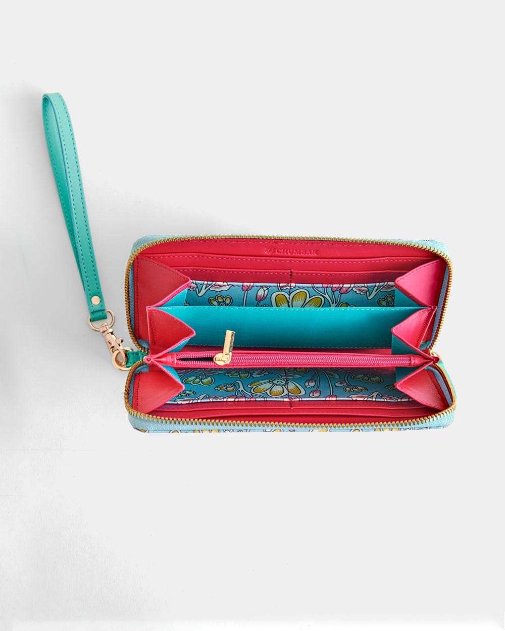 Chumbak Tokyo Blooms and Boons Wristlet - Teal