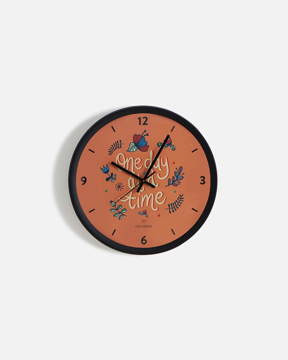 Chumbak Chumbak 'One Day At A Time' Wall Clock - Distressed Wood Rim