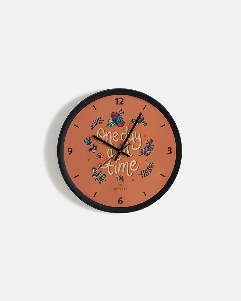 Chumbak Chumbak 'One Day At A Time' Wall Clock - Distressed Wood Rim