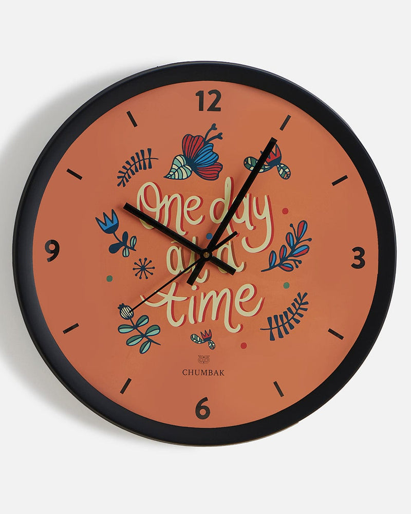 Chumbak Chumbak 'One Day At A Time' Wall Clock - Distressed Wood Rim