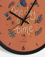 Chumbak Chumbak 'One Day At A Time' Wall Clock - Distressed Wood Rim