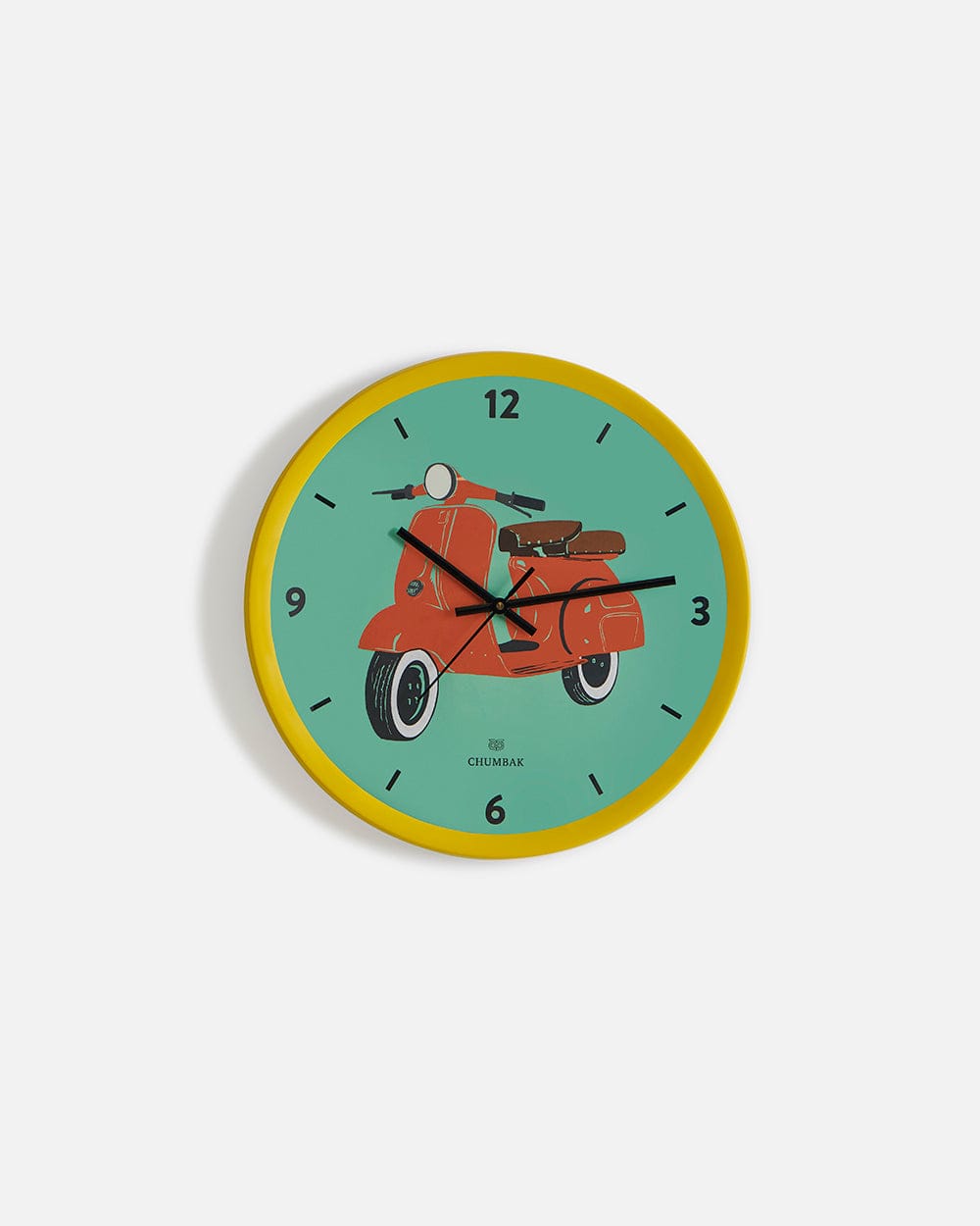 Chumbak Chumbak Scooting Around Wall Clock - Yellow Rim