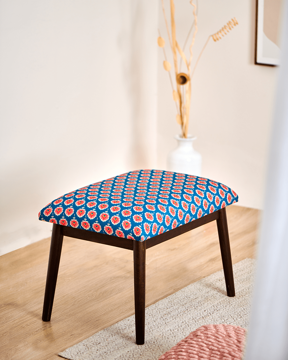 Chumbak Jodhpur Bench Small - Blue Ikkat