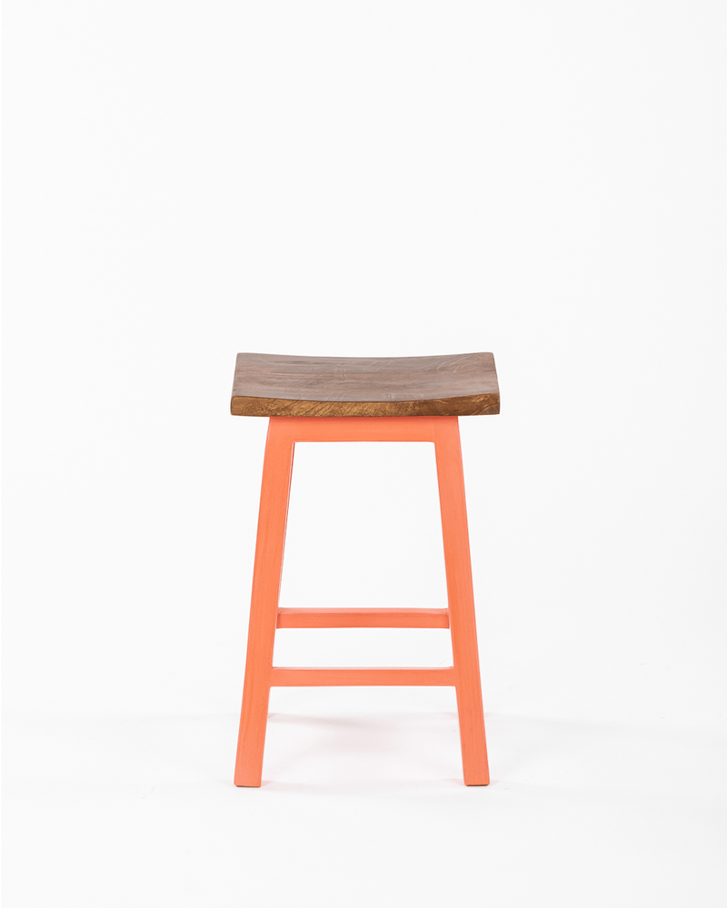 Chumbak Farmhouse Stool - Coral