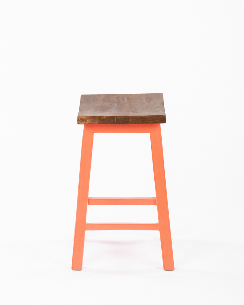 Chumbak Farmhouse Stool - Coral