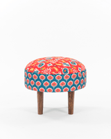 Chumbak Begum Foot Rest - Red & Blue Ikkat