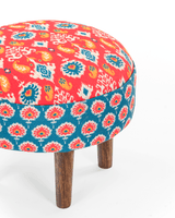 Chumbak Begum Foot Rest - Red & Blue Ikkat