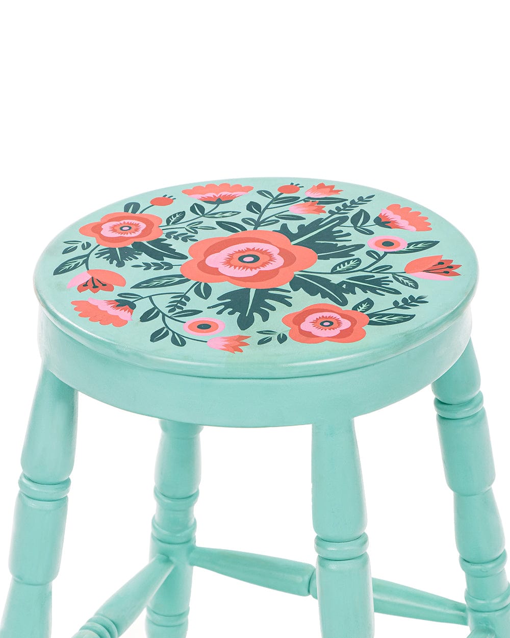 Chumbak Farmhouse Stool Round - Teal