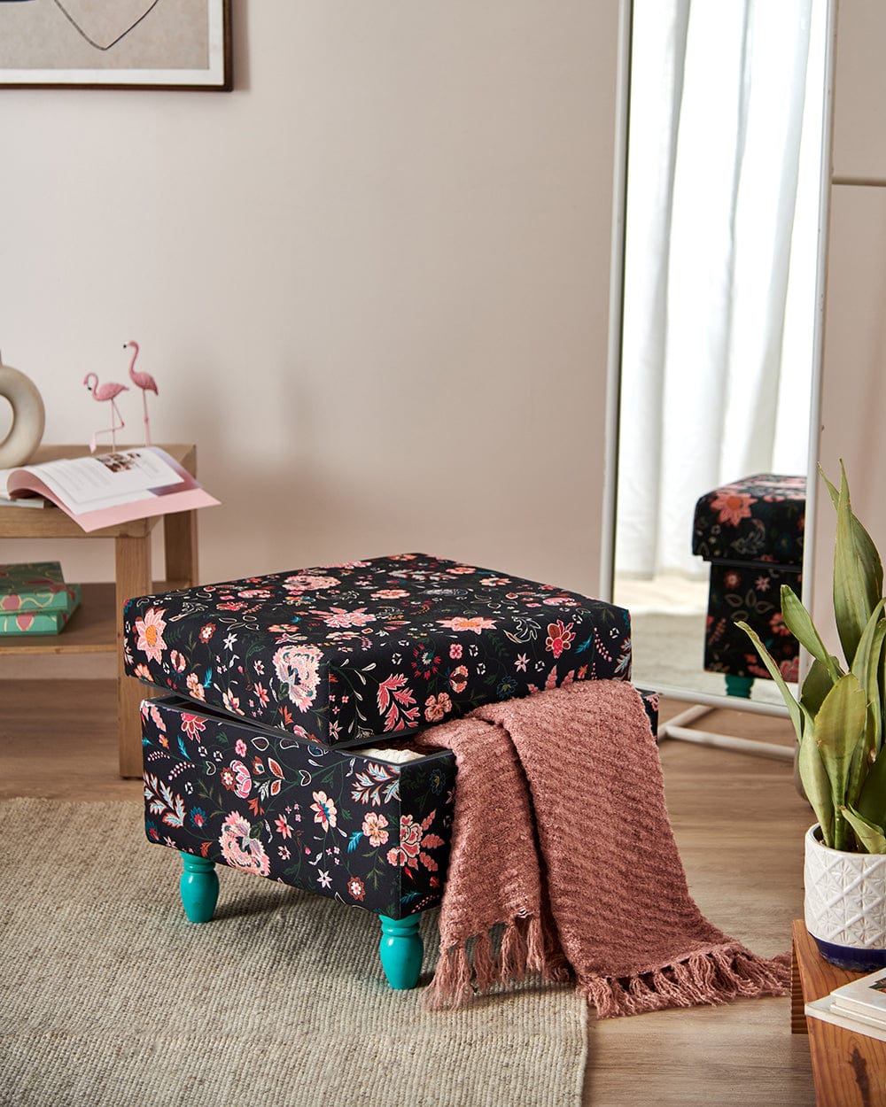 Modern Trunk Storage Ottoman  - Bohemian Palampore