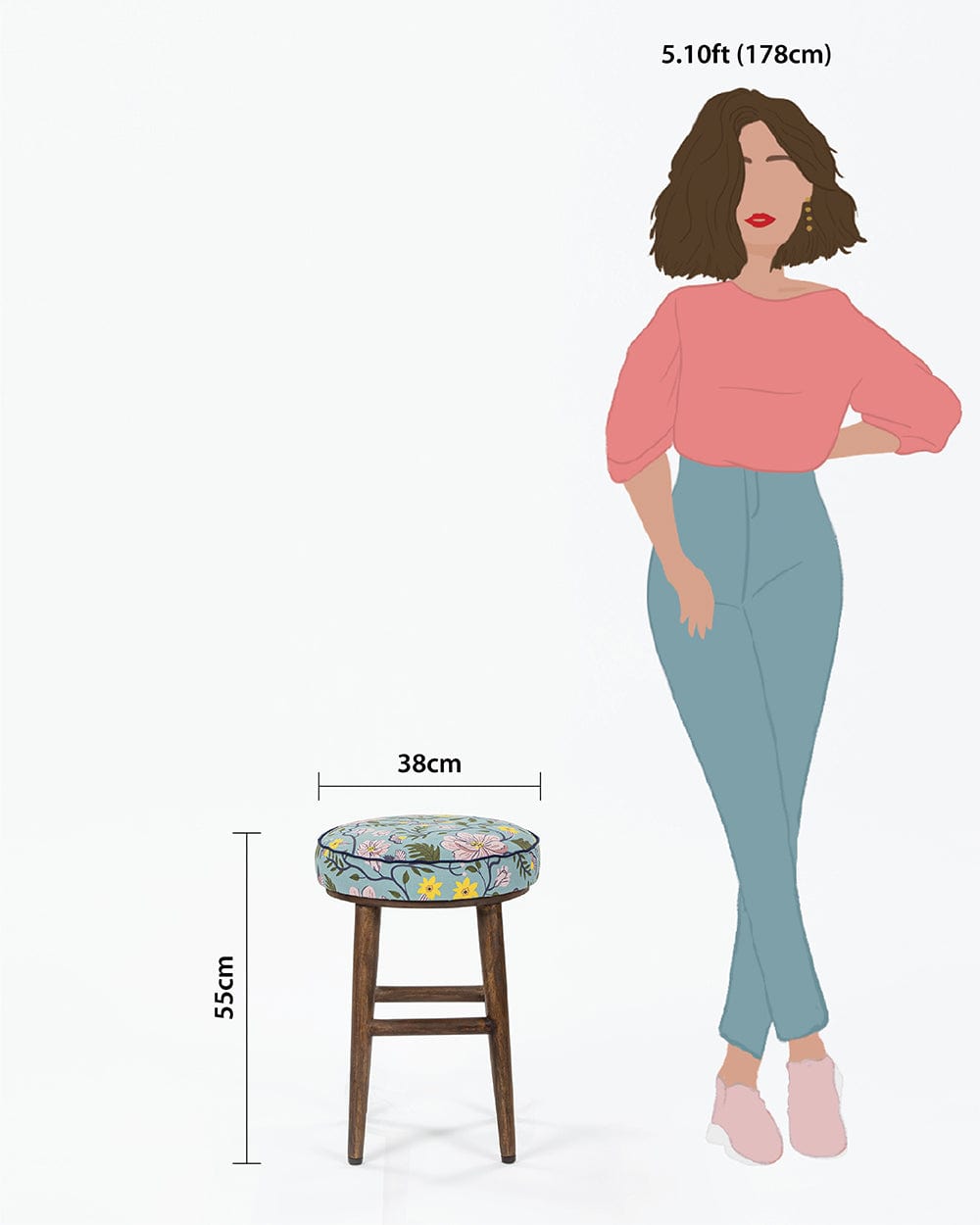 Chumbak English Cafe Stool - Spring Bloom