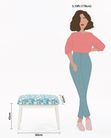 Chumbak Memsaab Bench Small - Aqua Jungle, White