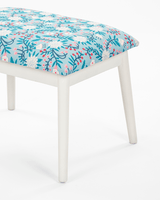 Chumbak Memsaab Bench Small - Aqua Jungle, White