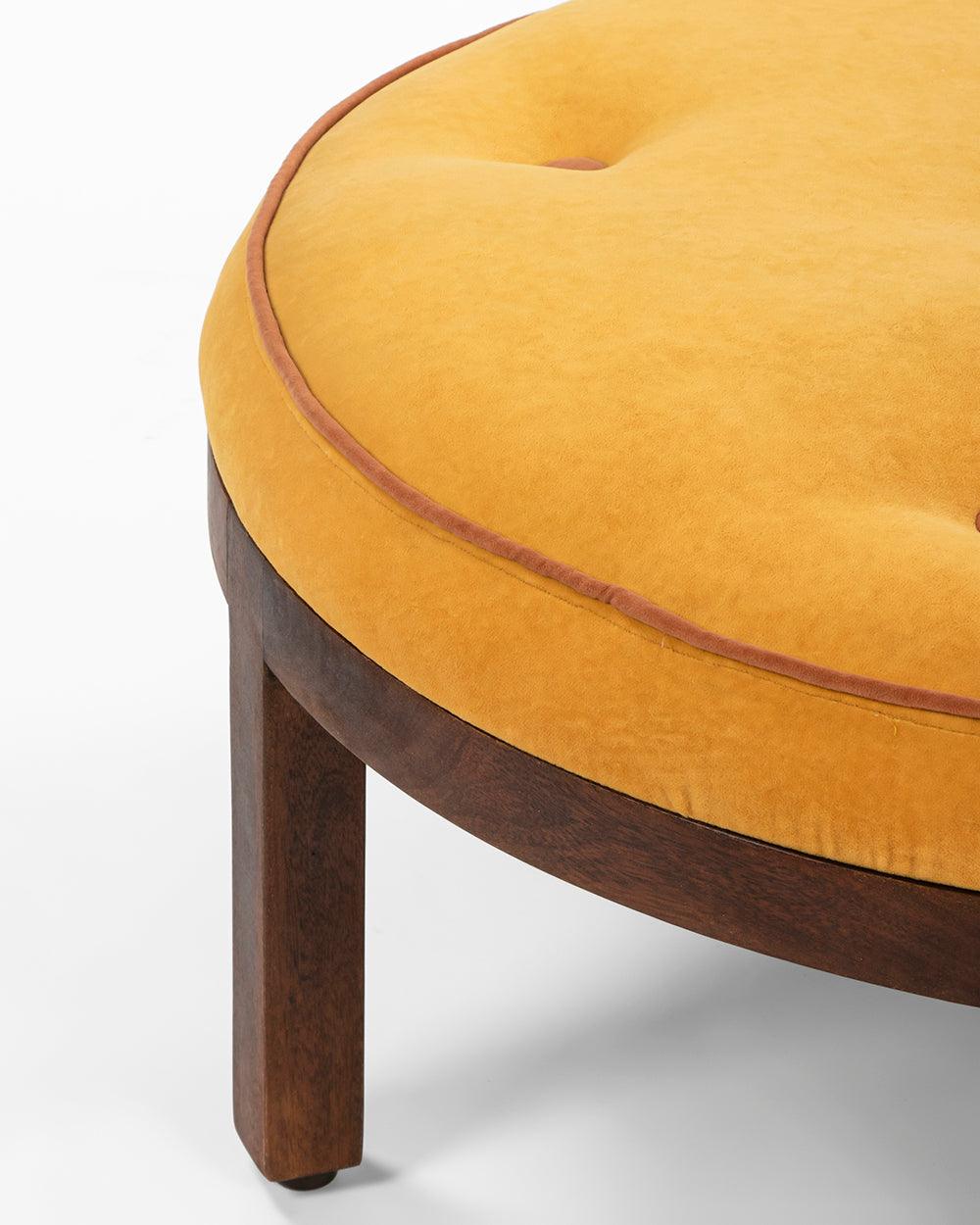 Chumbak Bohemian Ottoman  - Velvet mustard