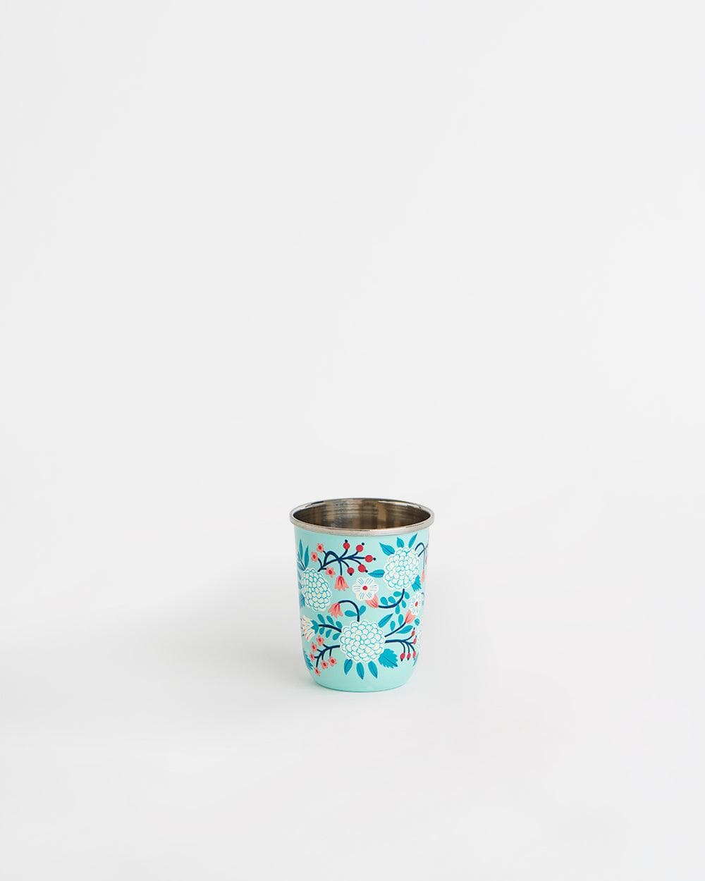 Chumbak Blue Floral Steel Tumbler Small