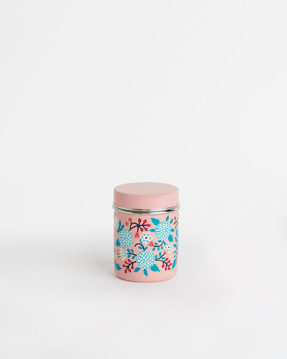 Chumbak Peach Floral steel storage jar