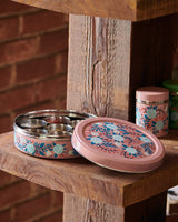 Chumbak Peach Floral Steel Spice Box