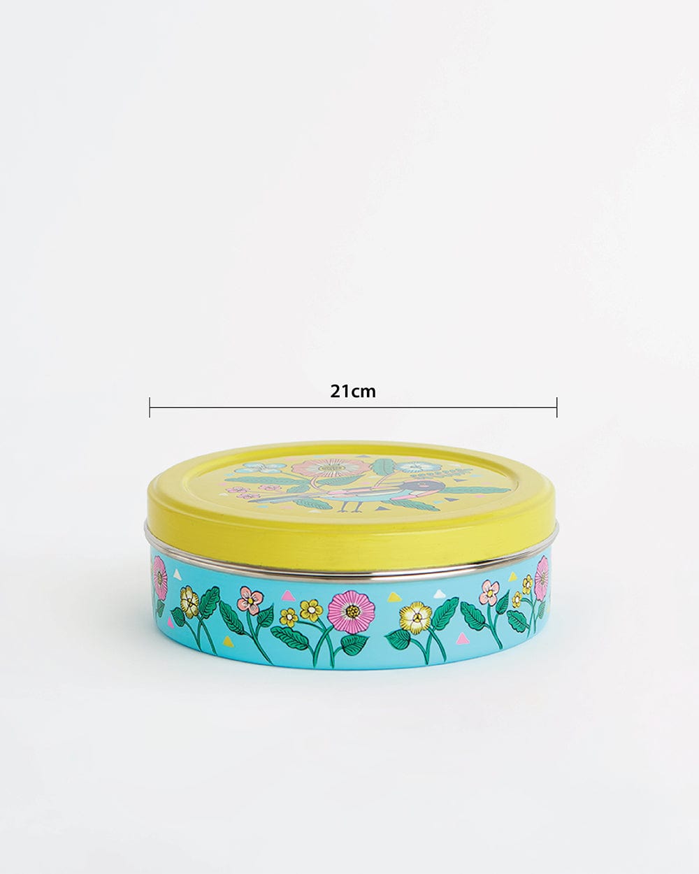 Chumbak Yellow Floral Steel Spice Box