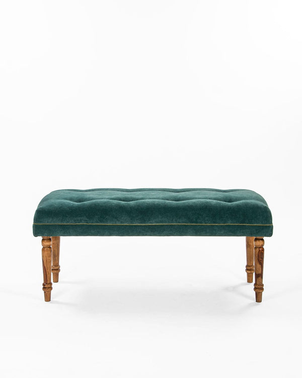Chumbak Nawaab Bench Velvet- Dark Green