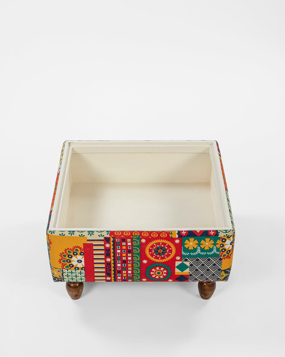 Chumbak Modern Trunk Storage Ottoman  - Floral Swirls