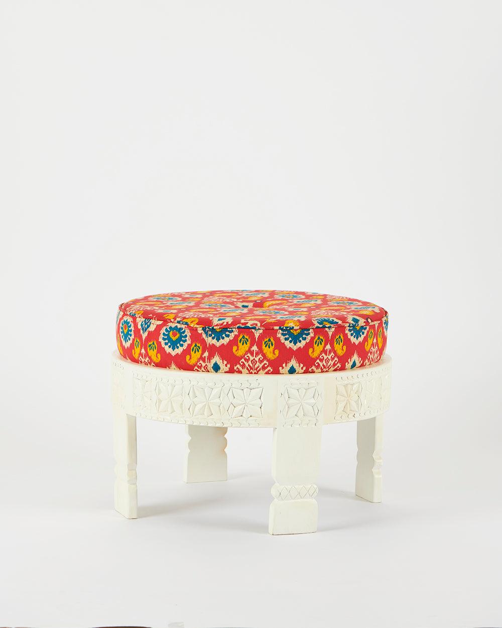 Chumbak Amer Foot Rest - Red Ikkat