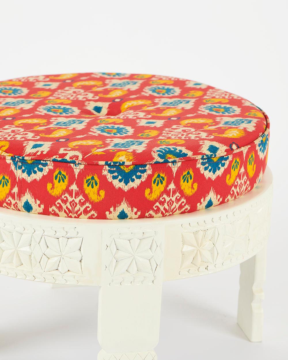 Chumbak Amer Foot Rest - Red Ikkat
