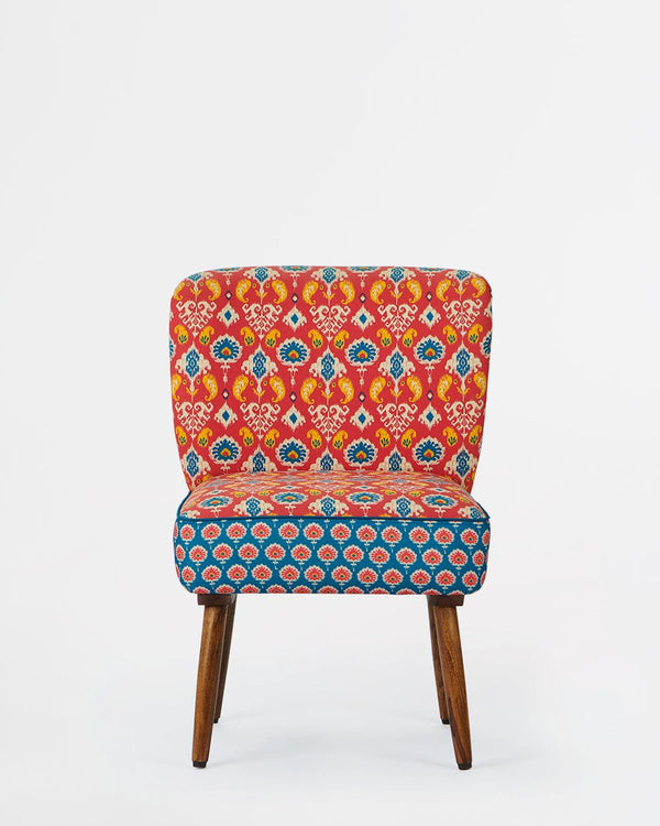 Chumbak Vanity Chair- Red & Blue Ikkat
