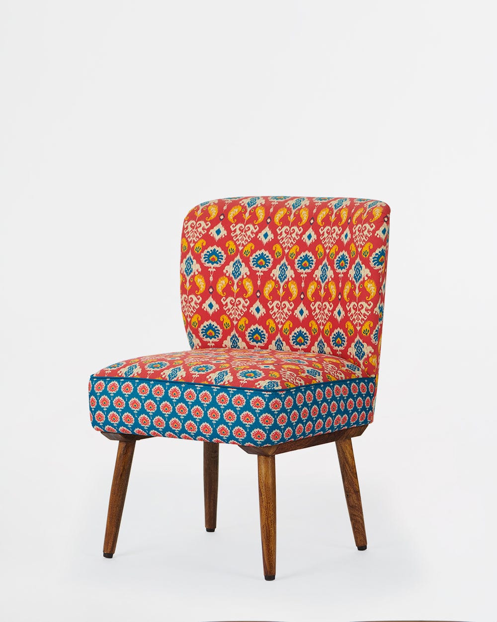 Chumbak Vanity Chair- Red & Blue Ikkat