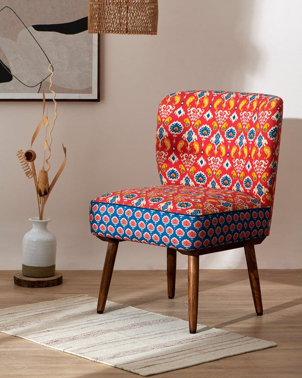 Chumbak Vanity Chair- Red & Blue Ikkat