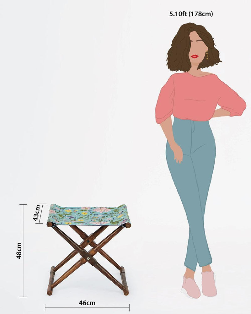 Chumbak Bistro Folding Bench-Spring Bloom