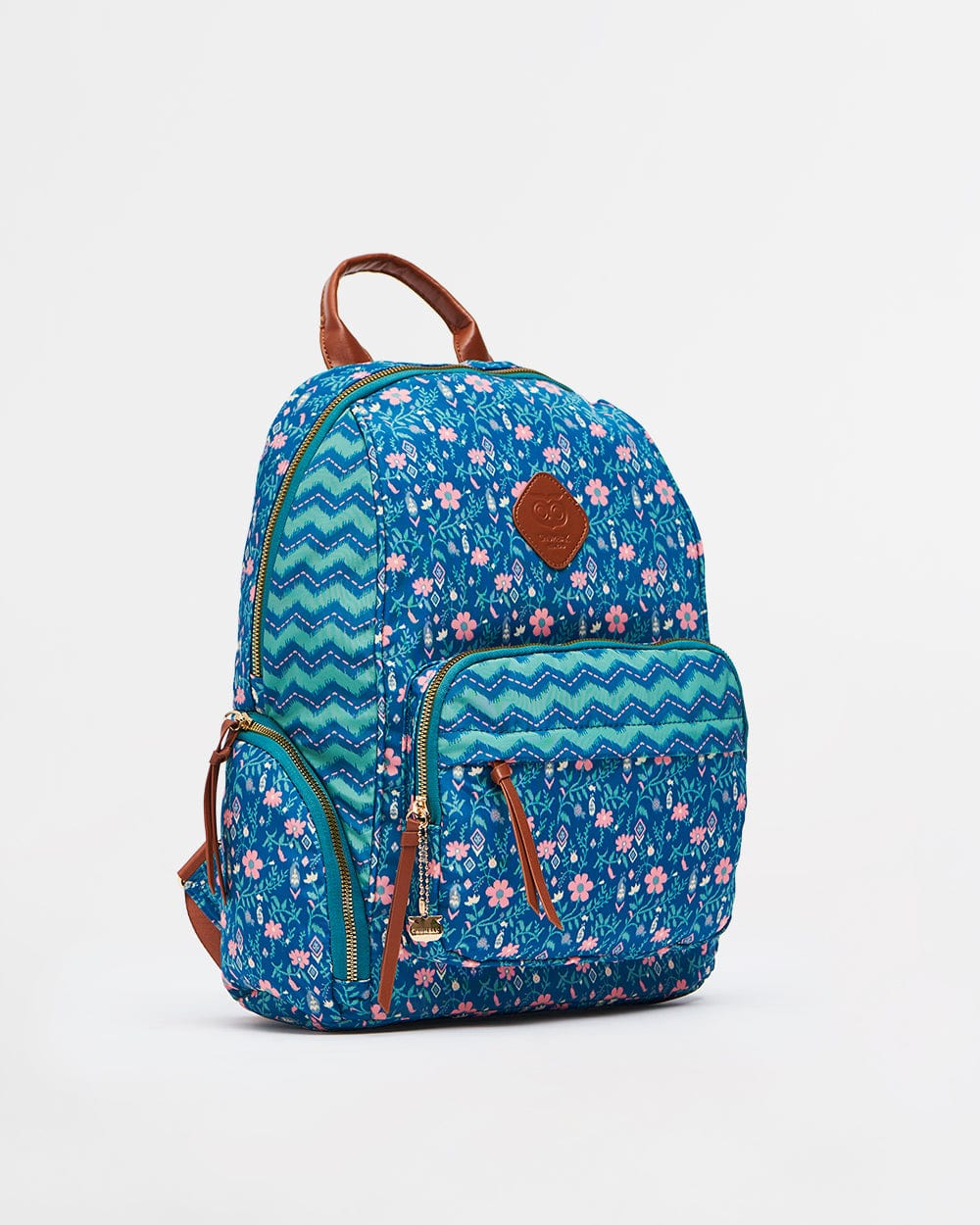 Chumbak Vacay Floral Backpack-Teal