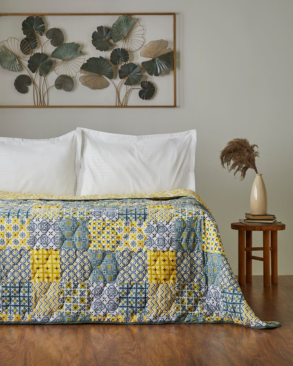 Chumbak Egypt Patchwork Yellow Comforter- Double Bed