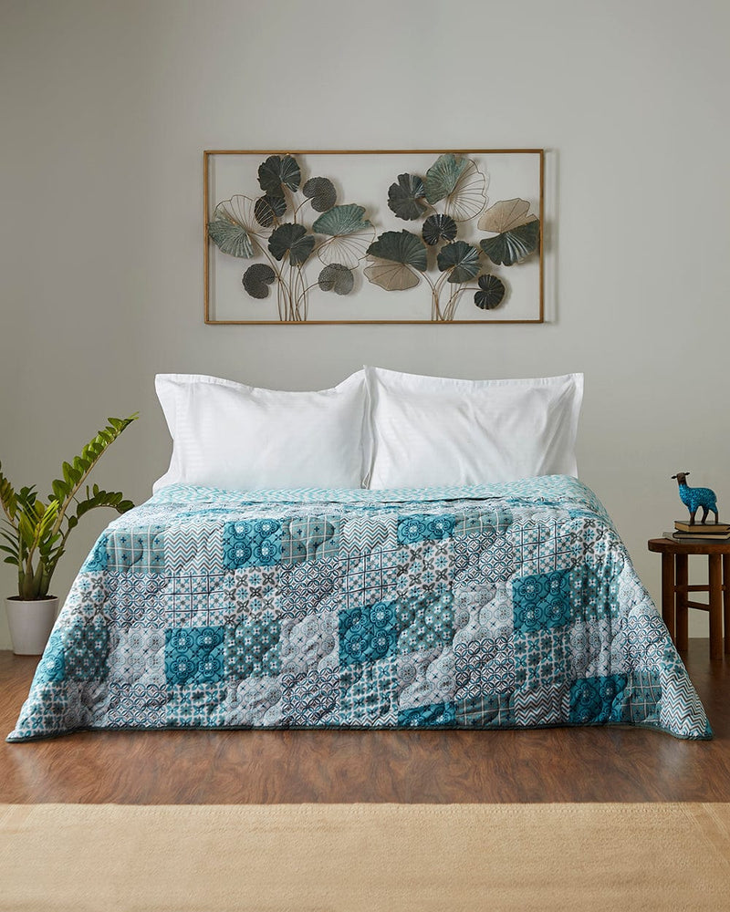 Chumbak Egypt Patchwork Blue Comforter- Double Bed