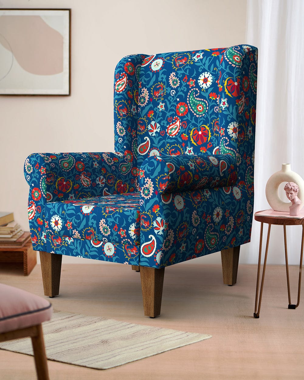 Begum Wing Chair - India Paisleys Blue