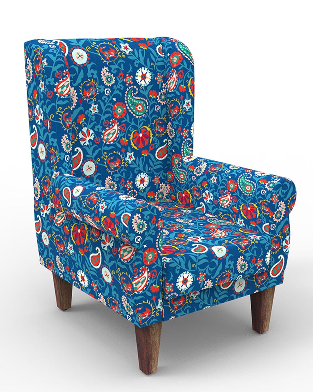 Chumbak Begum Wing Chair - India Paisleys Blue