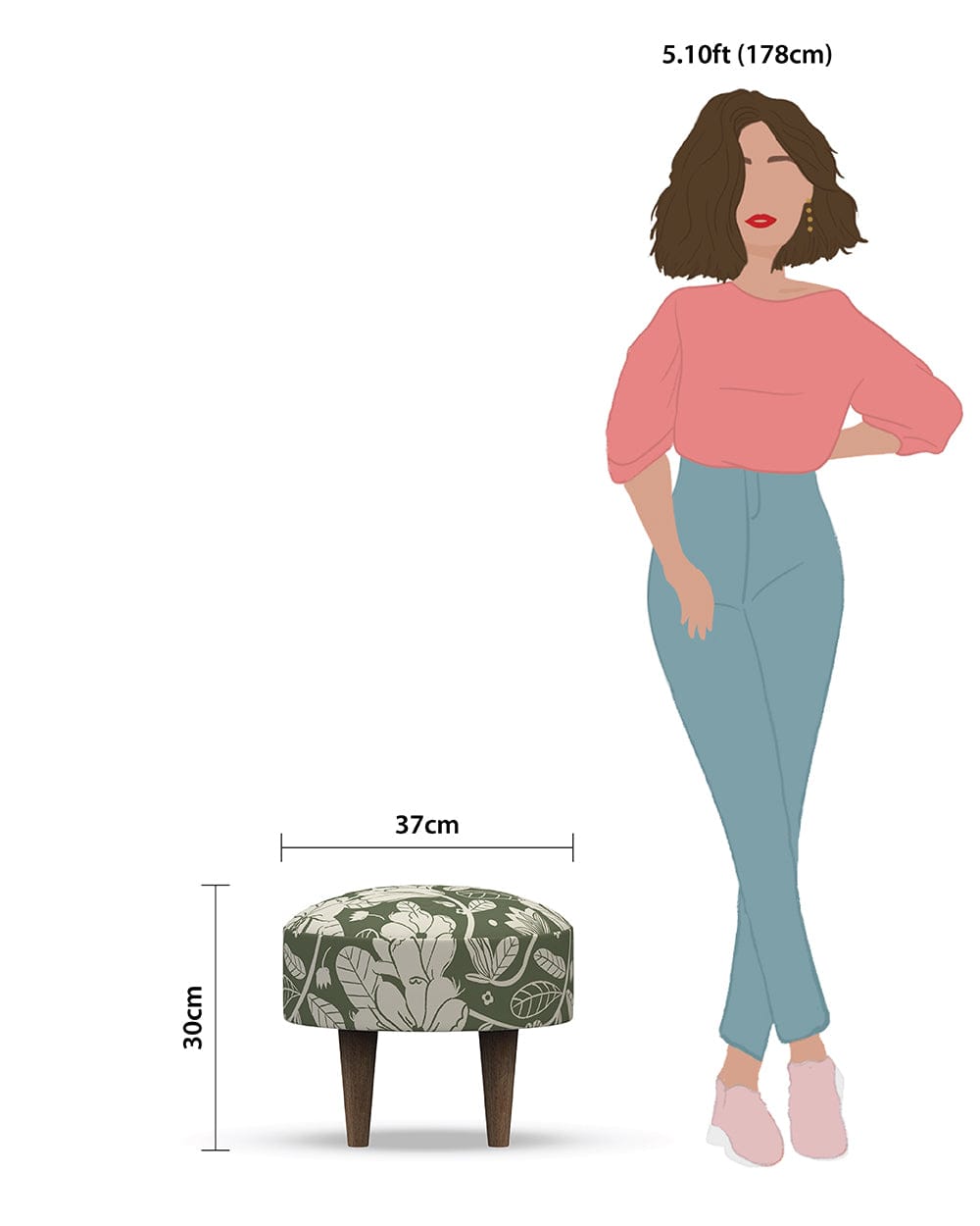 Chumbak Begum Foot Rest - Grey's Garden