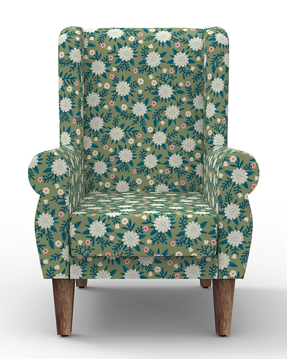 Chumbak Begum Wing Chair - Spring Marigold Green