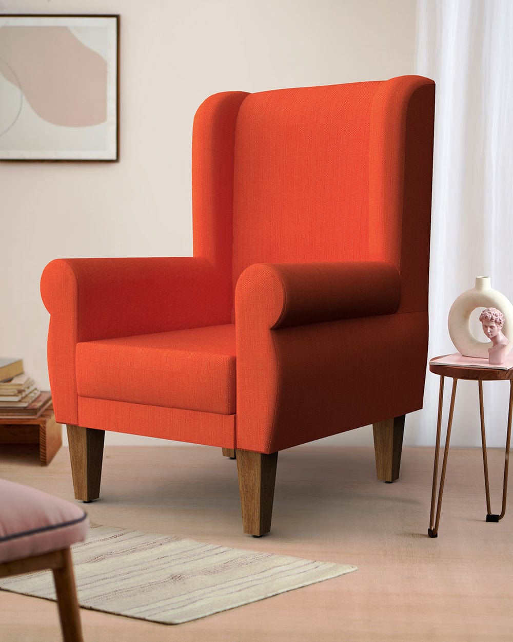 Chumbak Begum Wing Chair -Carribean Coral