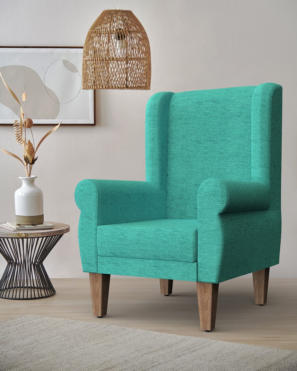 Chumbak Begum Wing Chair - Maldivian Teal