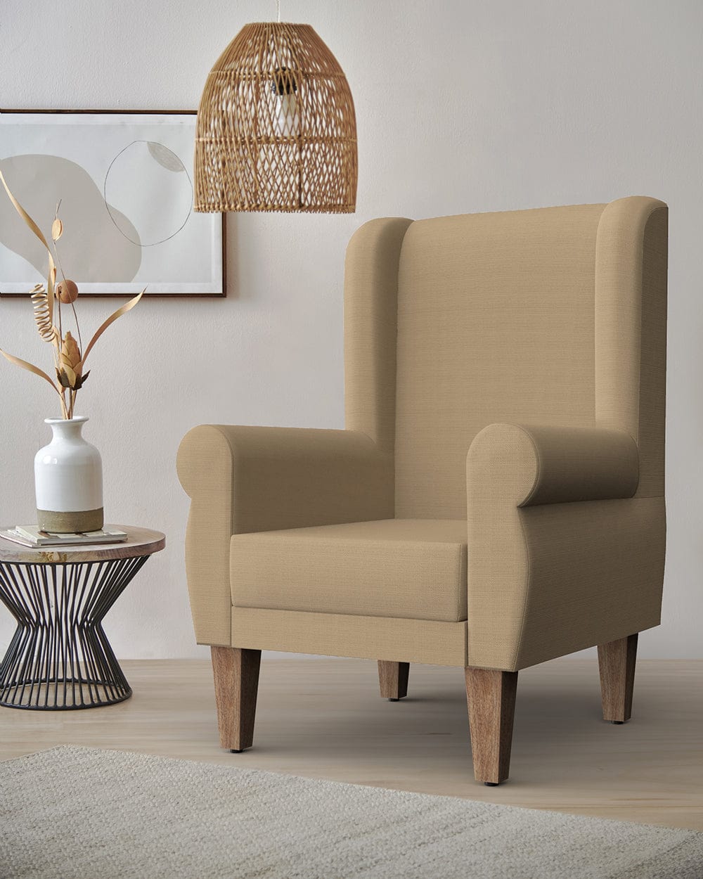 Chumbak Begum Wing Chair - Beach Beige