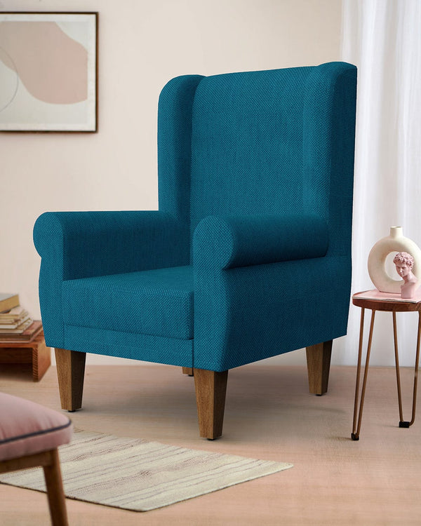 Chumbak Begum Wing Chair - Mediterranian Blue