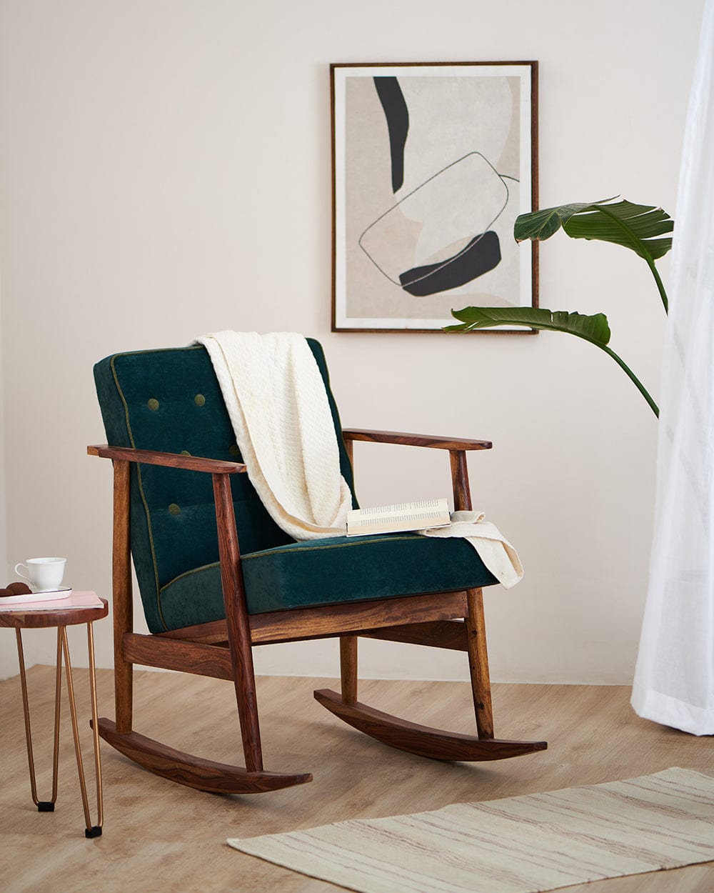 Memsaab Rocking Chair Velvet-Dark Green