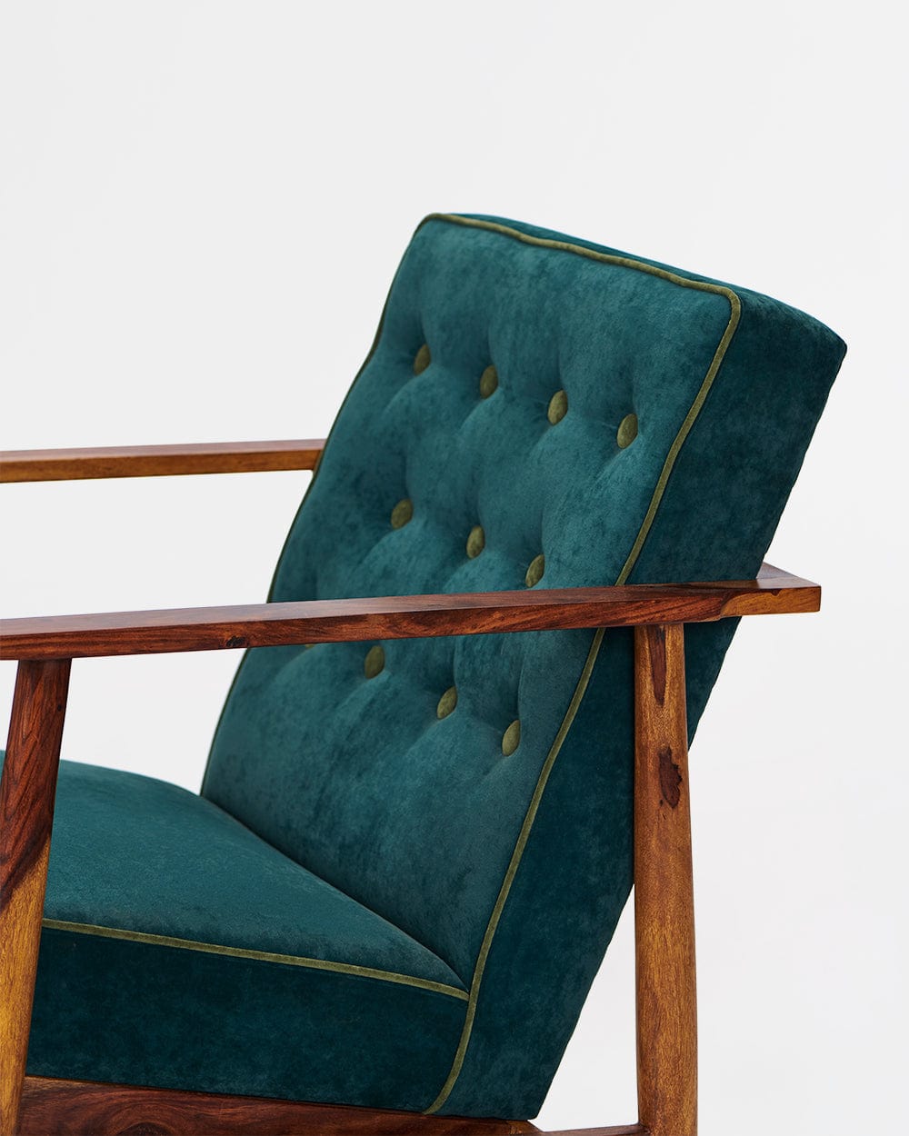 Chumbak Memsaab Rocking Chair Velvet-Dark Green