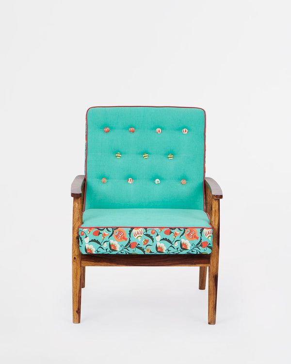 Chumbak Memsaab Arm Chair - Tuffted Teal