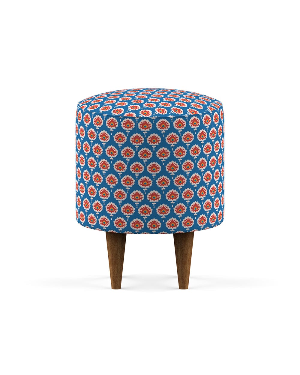 Chumbak French Pouffe - Blue Ikkat