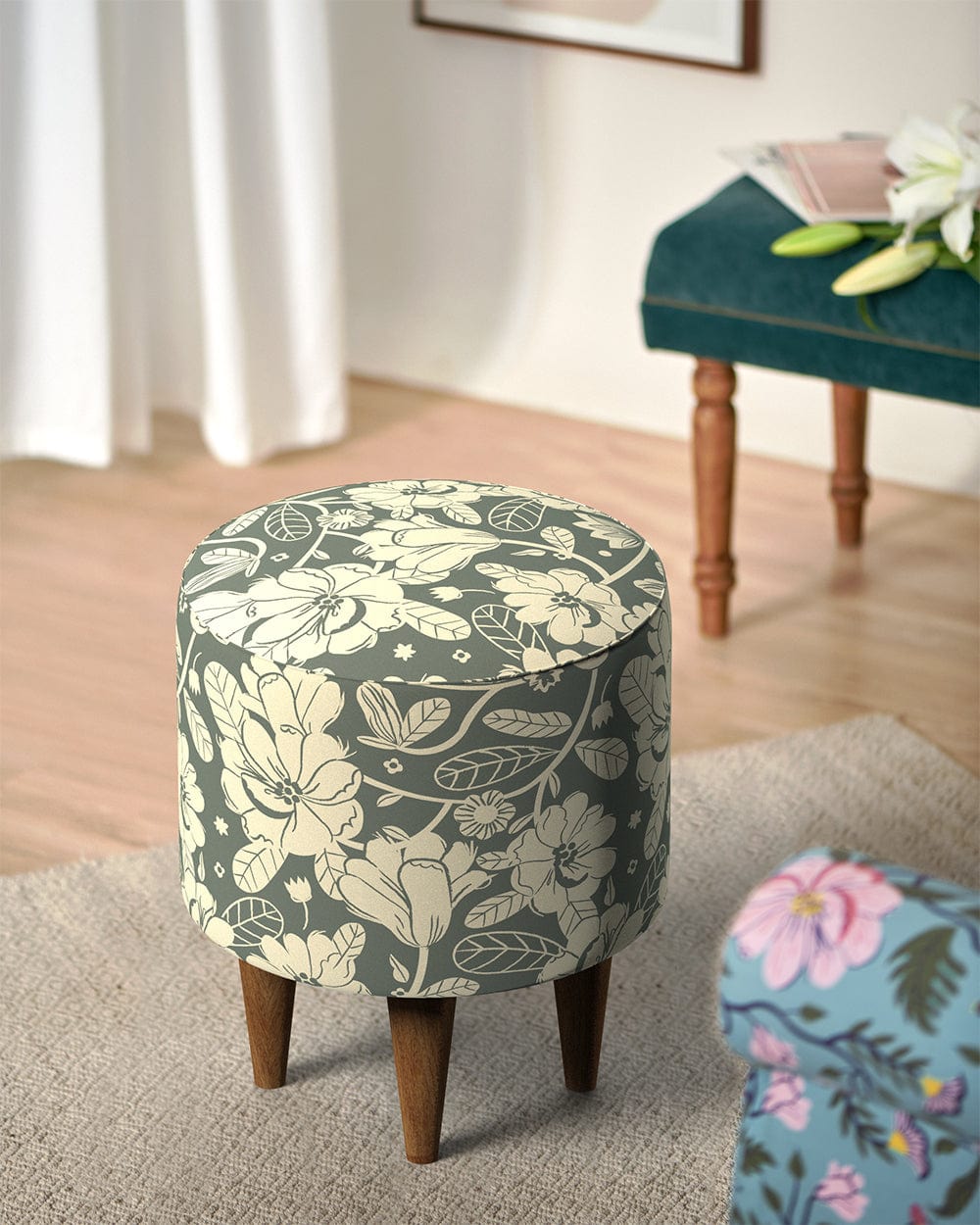 Chumbak French Pouffe - Grey's Garden