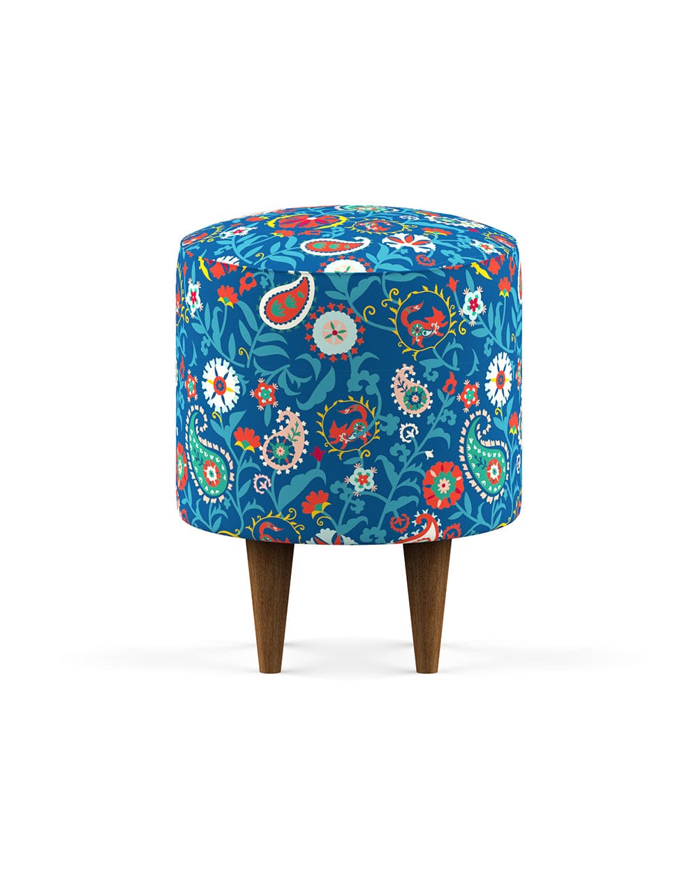 Chumbak French Pouffe - India Paisleys Blue